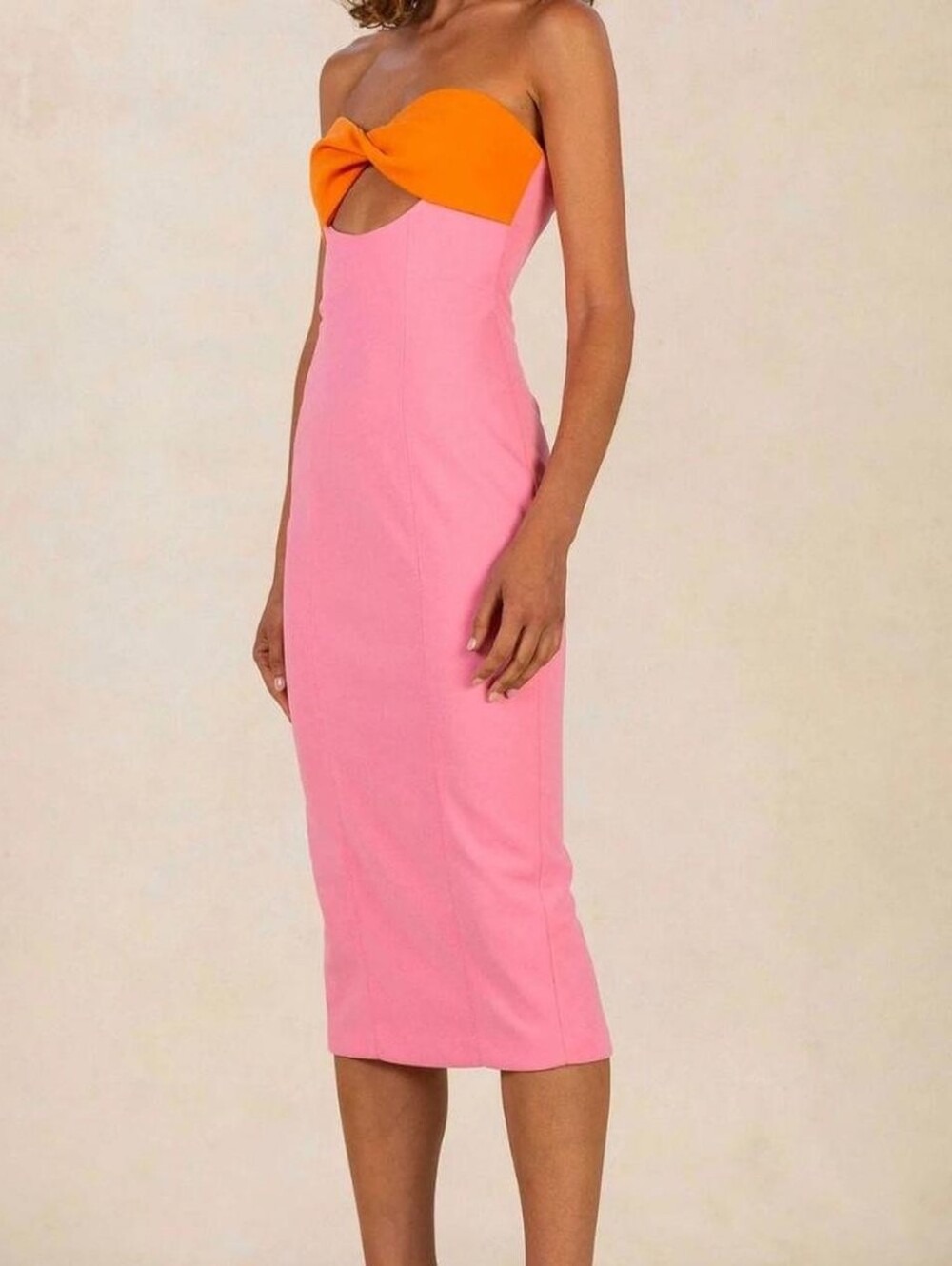 Misha Antonella Tropical Resortwear Strapless Cutout Twist Midi Dress Size 12